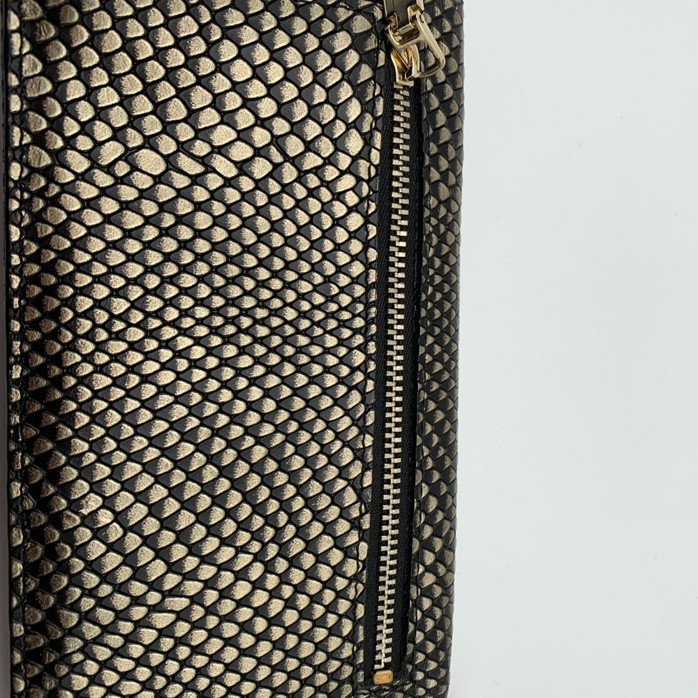Halogen Black Leather Gold Metallic Python Textur… - image 7